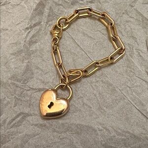 14k Milor Italian Gold Heart Lock Bracelet